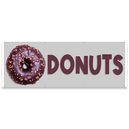 Signmission Donuts Banner Concession Stand Food Truck Single Sided B-96-30049